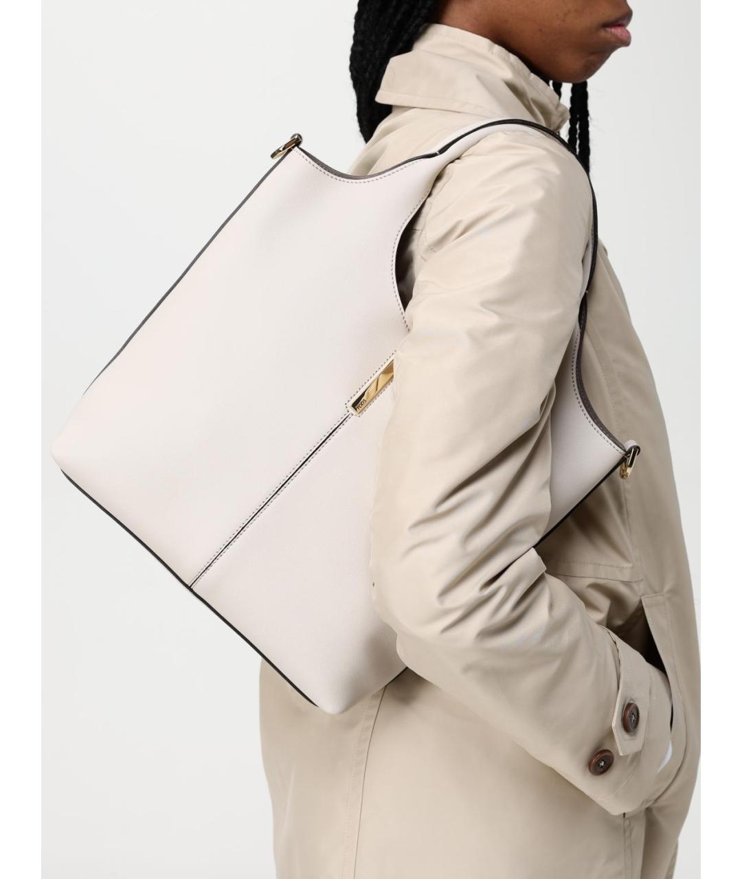 TOD'S Белая кожаная сумка тоут, фото 2