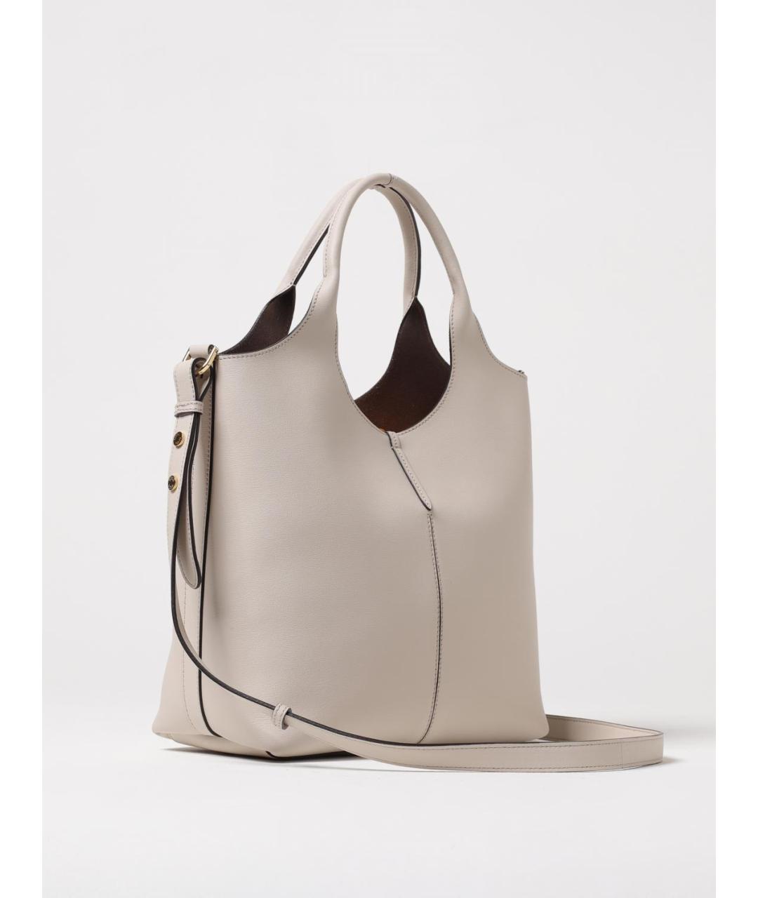 TOD'S Белая кожаная сумка тоут, фото 3