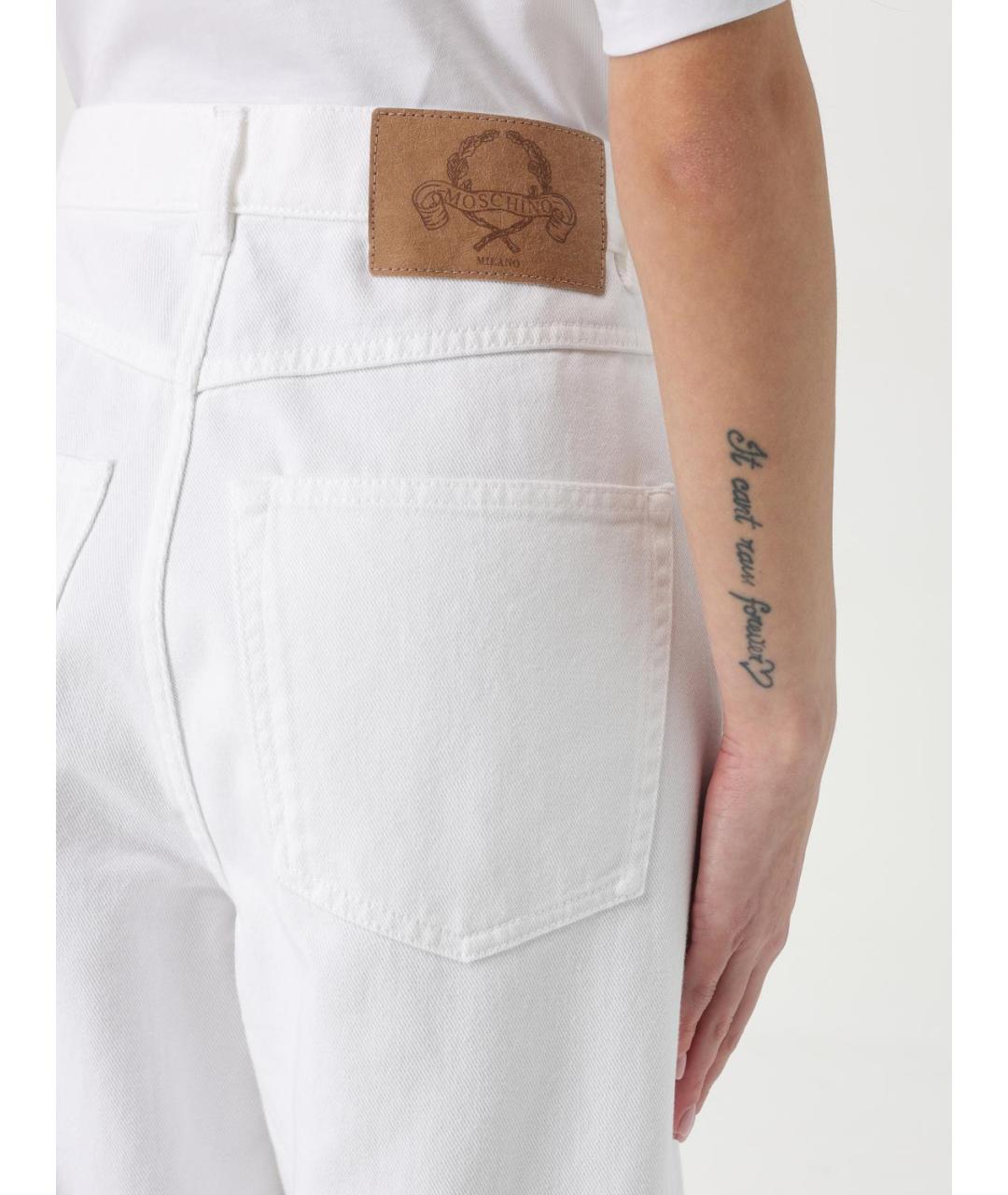 MOSCHINO Белые хлопковые прямые джинсы, фото 5