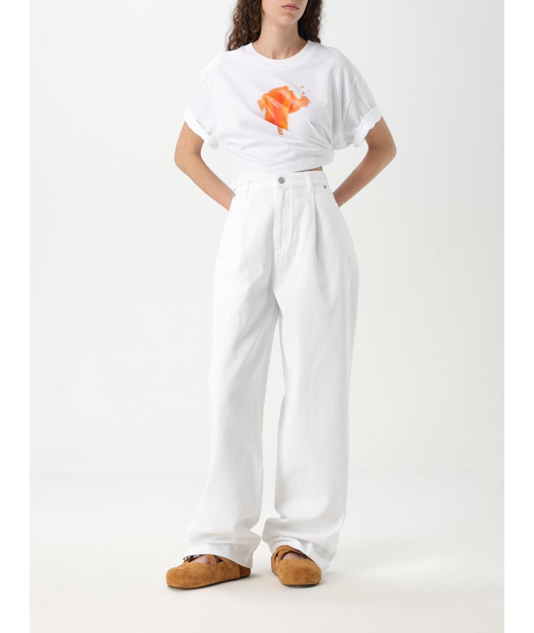 MOSCHINO Белые хлопковые прямые джинсы, фото 2