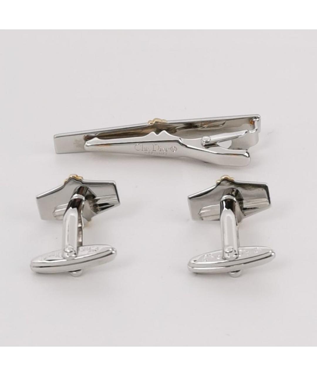 CHRISTIAN DIOR Серебряные металлические запонки, фото 3