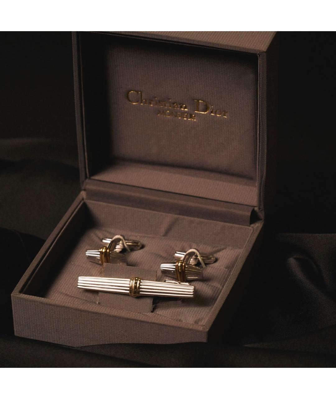 CHRISTIAN DIOR Серебряные металлические запонки, фото 5