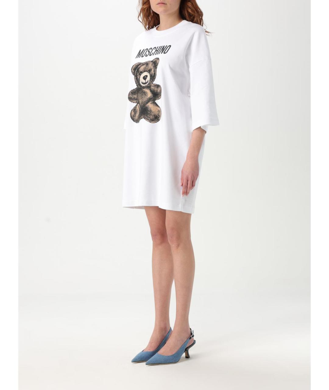 MOSCHINO Белое хлопковое повседневное платье, фото 4