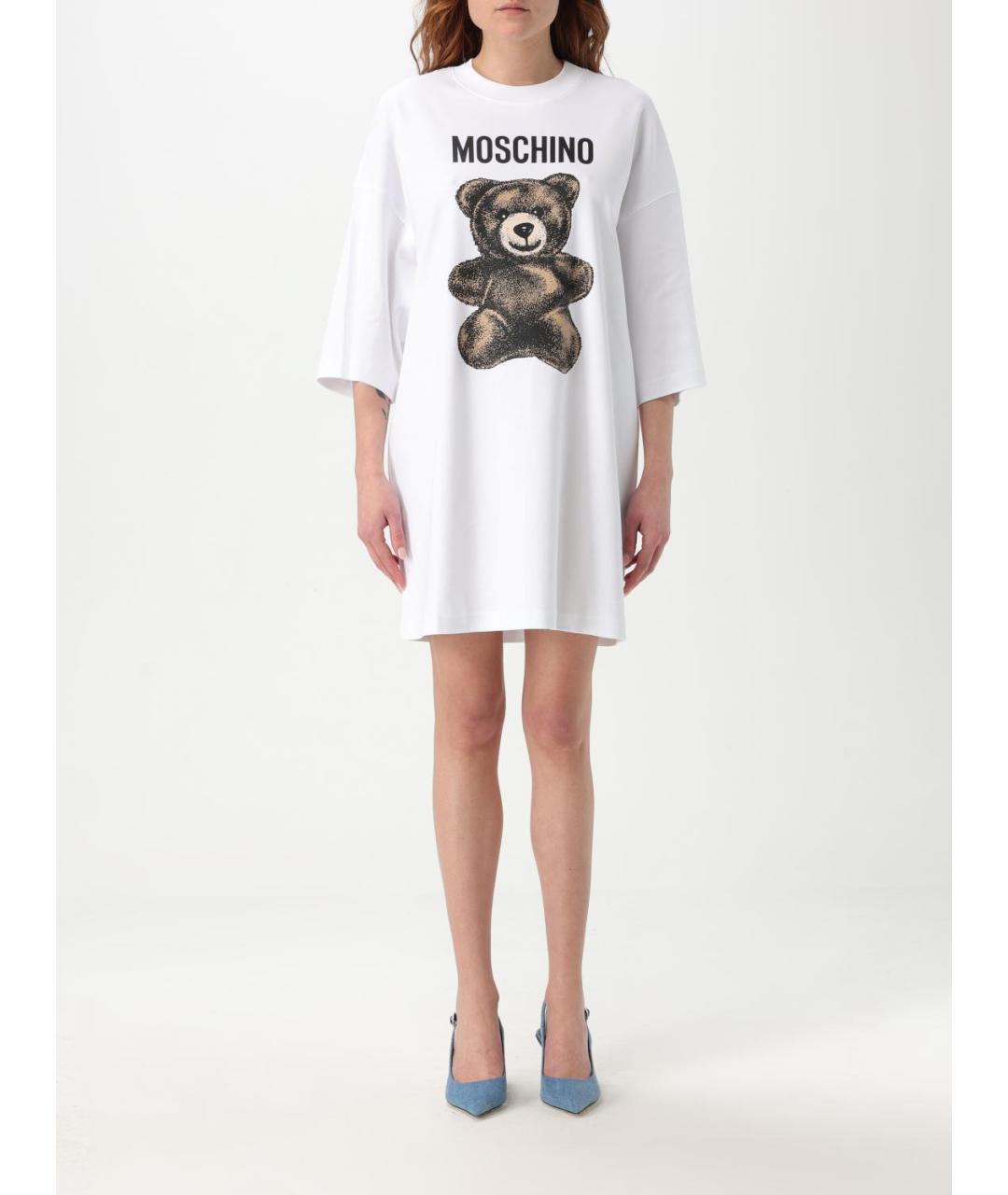 MOSCHINO Белое хлопковое повседневное платье, фото 2