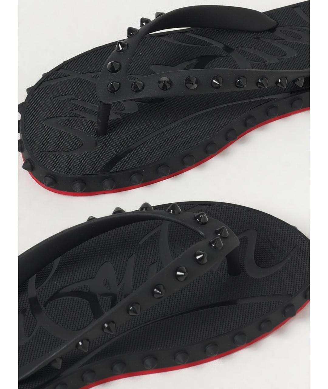 CHRISTIAN LOUBOUTIN Черные резиновые шлепанцы, фото 4