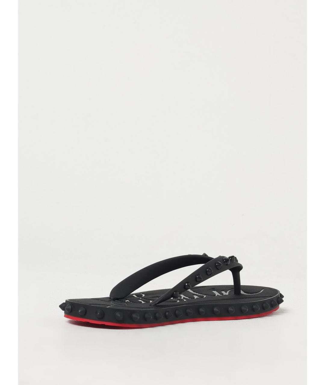 CHRISTIAN LOUBOUTIN Черные резиновые шлепанцы, фото 3