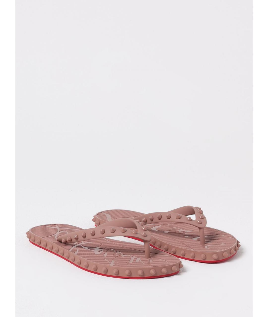 CHRISTIAN LOUBOUTIN Розовые резиновые шлепанцы, фото 2