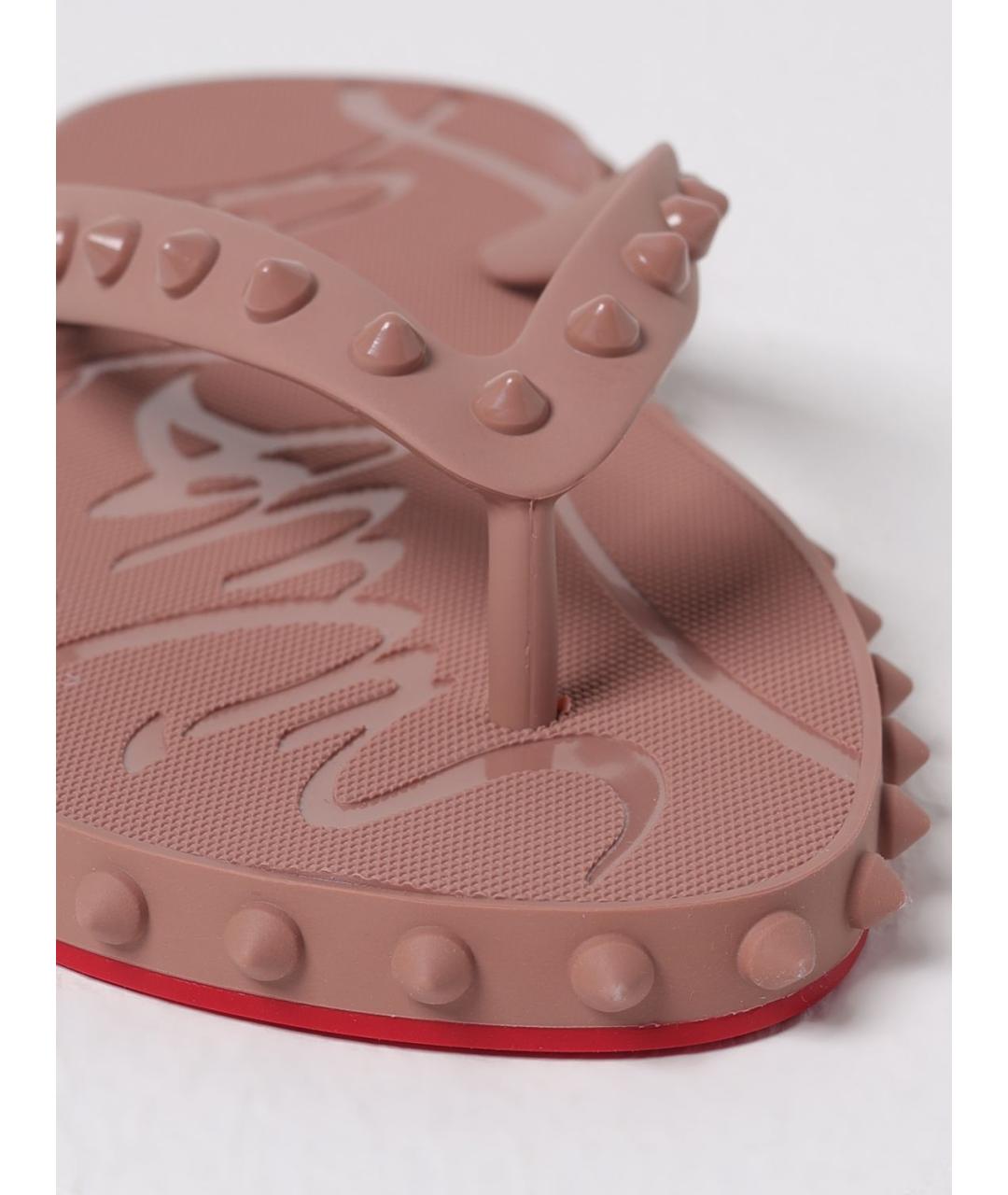 CHRISTIAN LOUBOUTIN Розовые резиновые шлепанцы, фото 4