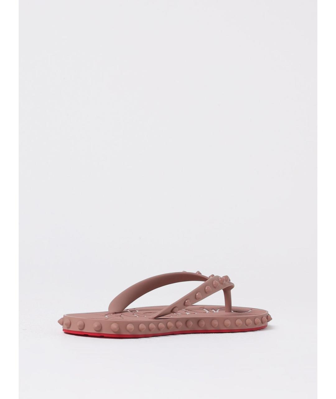 CHRISTIAN LOUBOUTIN Розовые резиновые шлепанцы, фото 3
