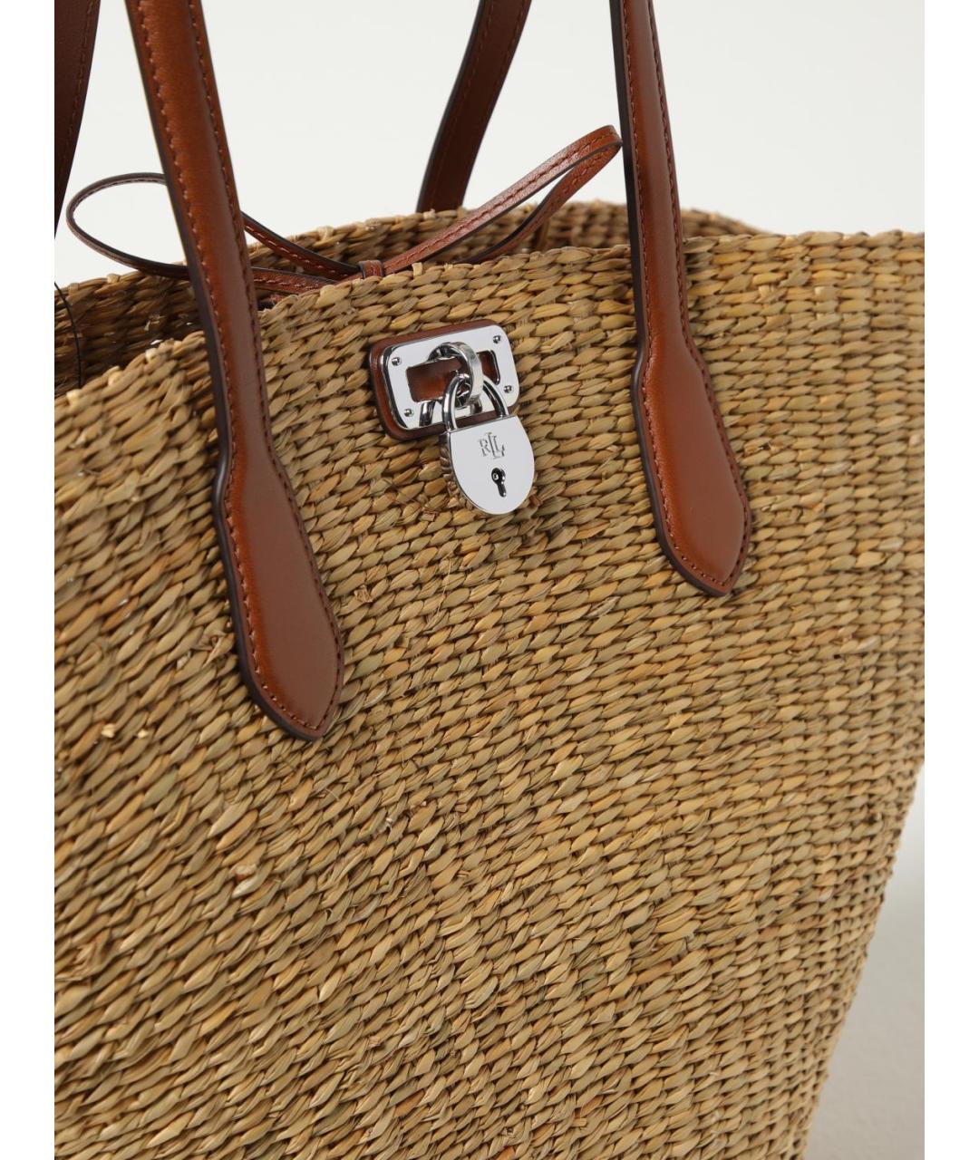 RALPH LAUREN Бежевая пелетеная сумка тоут, фото 3