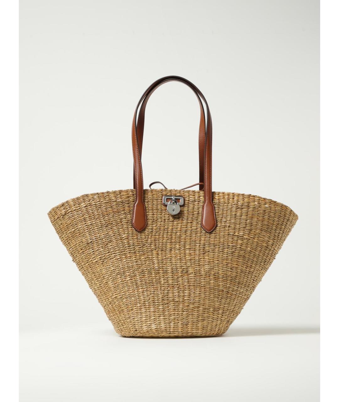 RALPH LAUREN Бежевая пелетеная сумка тоут, фото 4