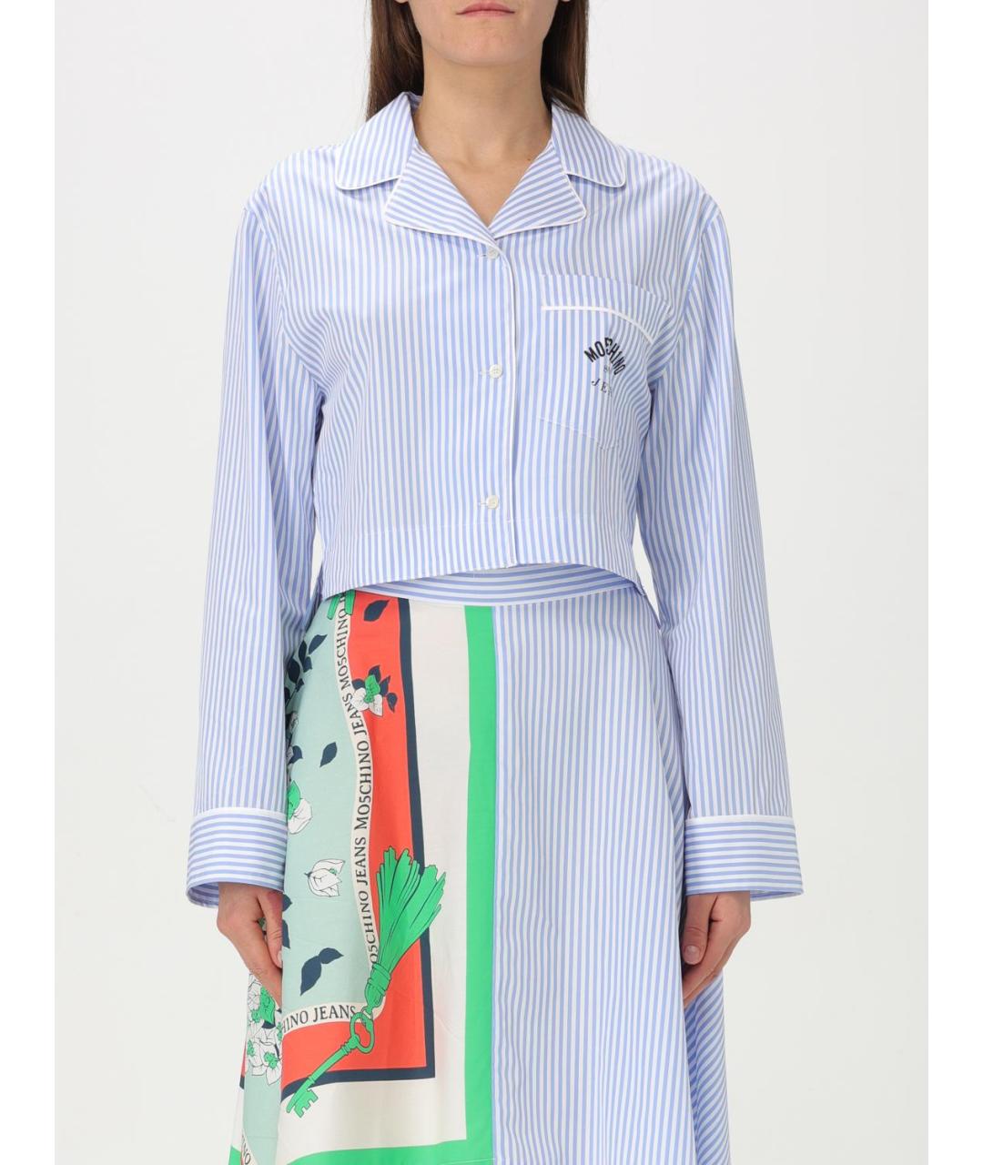 MOSCHINO JEANS Голубая хлопковая рубашка, фото 5