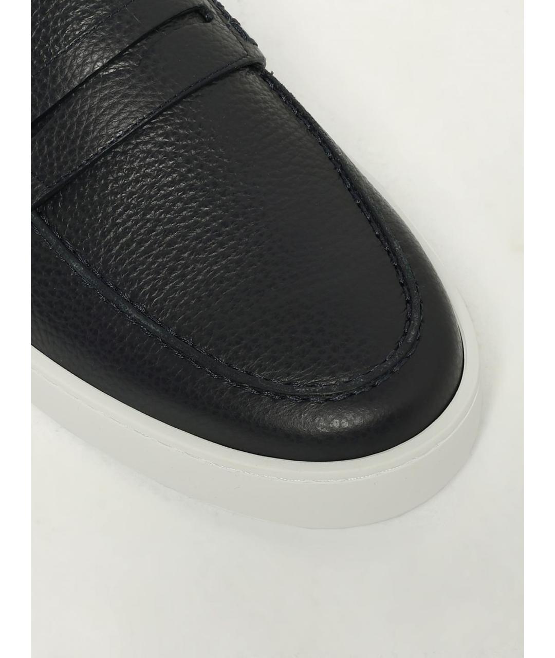 MANOLO BLAHNIK Темно-синие кожаные слипоны, фото 4