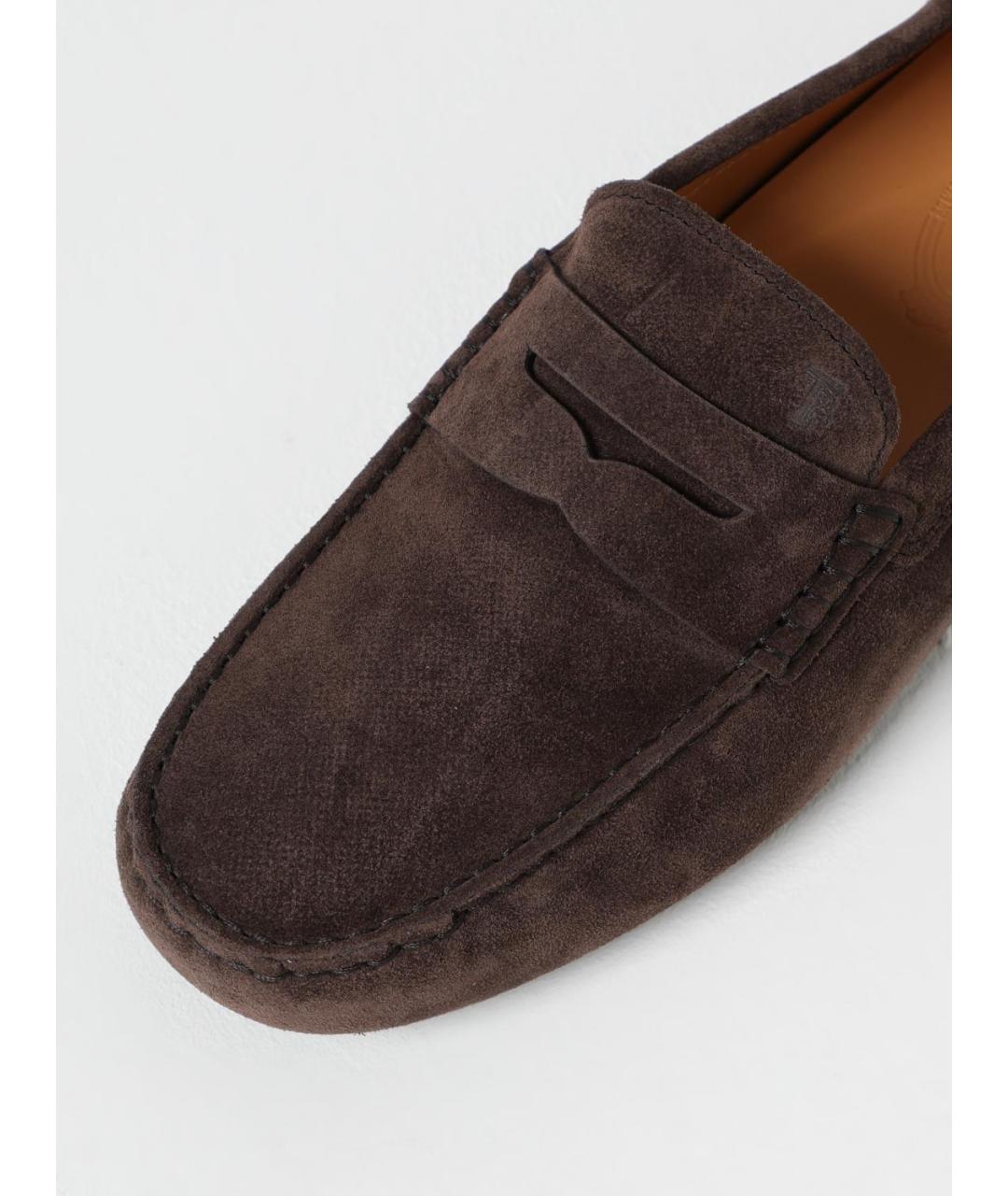 TOD'S Коричневые замшевые лоферы, фото 4