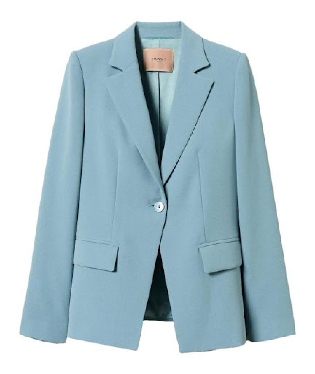 TWIN-SET Голубая полиэстеровая куртка, фото 1