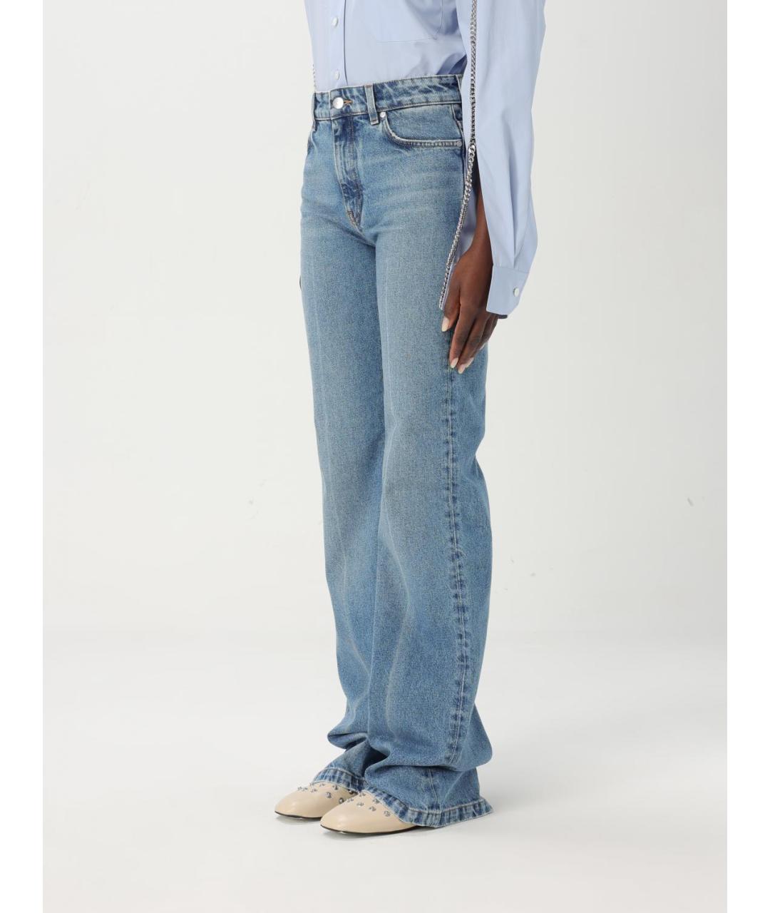 STELLA MCCARTNEY Голубые хлопко-полиэстеровые прямые джинсы, фото 4