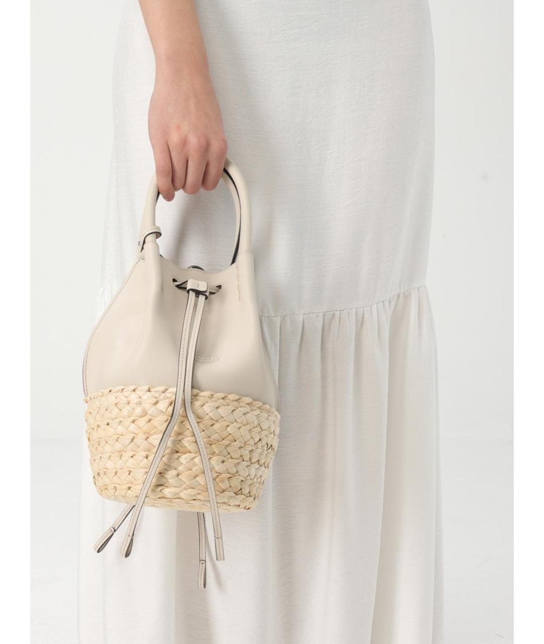 TOD'S Бежевая кожаная сумка тоут, фото 2