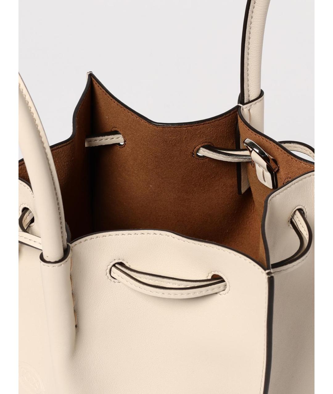 TOD'S Бежевая кожаная сумка тоут, фото 5