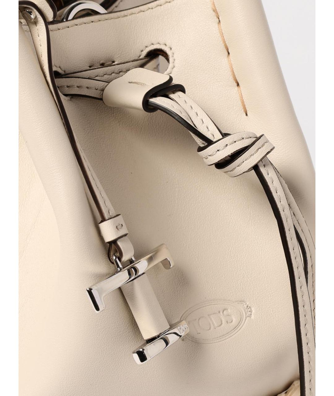 TOD'S Бежевая кожаная сумка тоут, фото 4