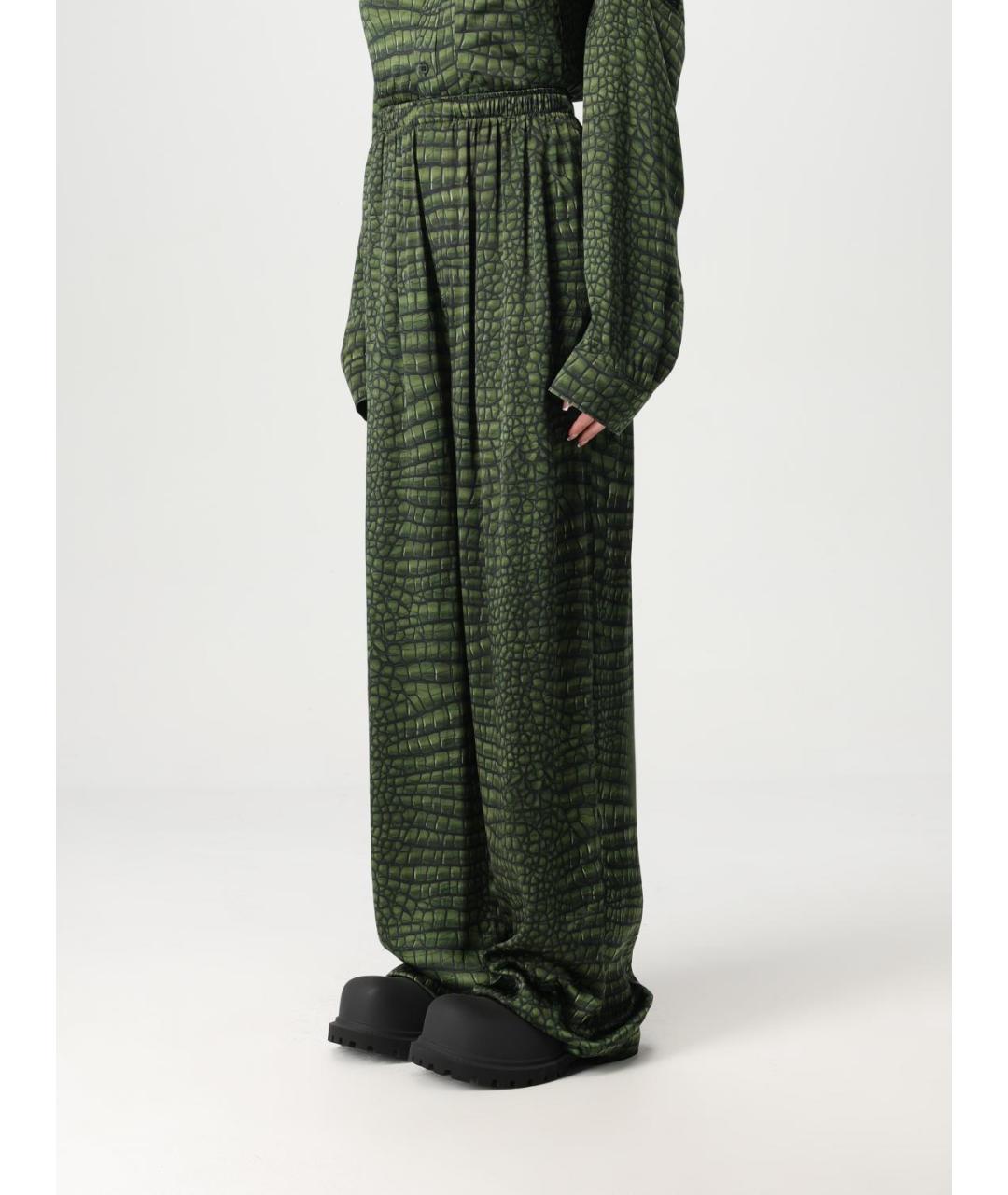 BALENCIAGA Зеленые шелковые брюки широкие, фото 4