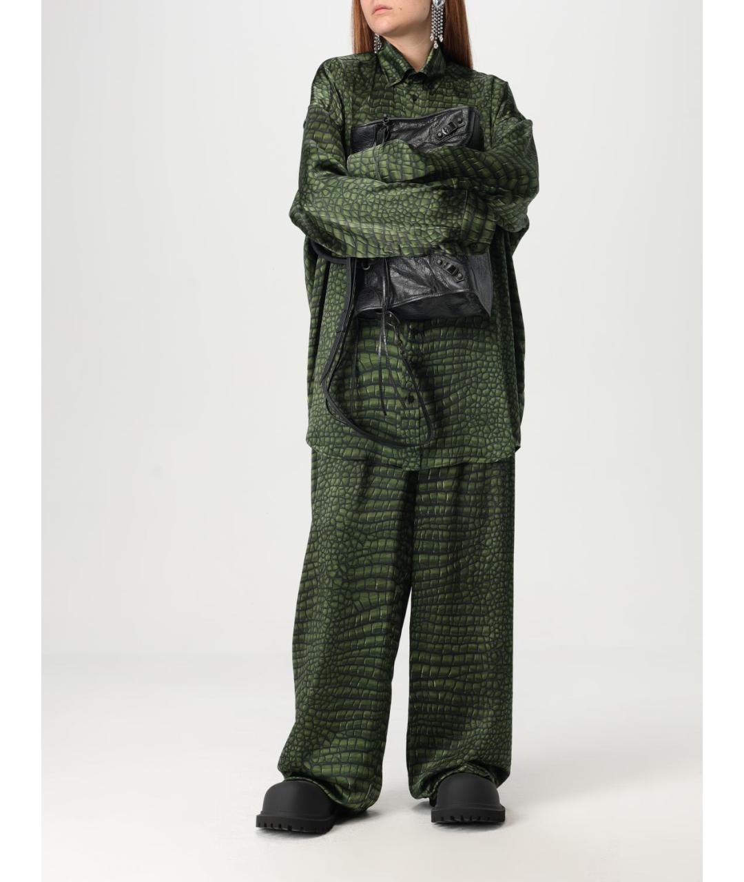 BALENCIAGA Зеленые шелковые брюки широкие, фото 2