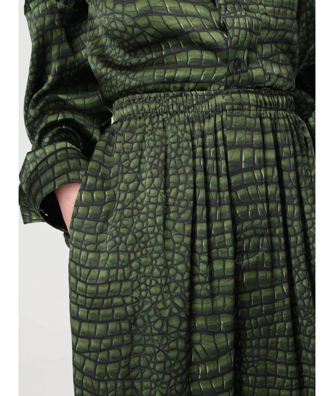 BALENCIAGA Зеленые шелковые брюки широкие, фото 5