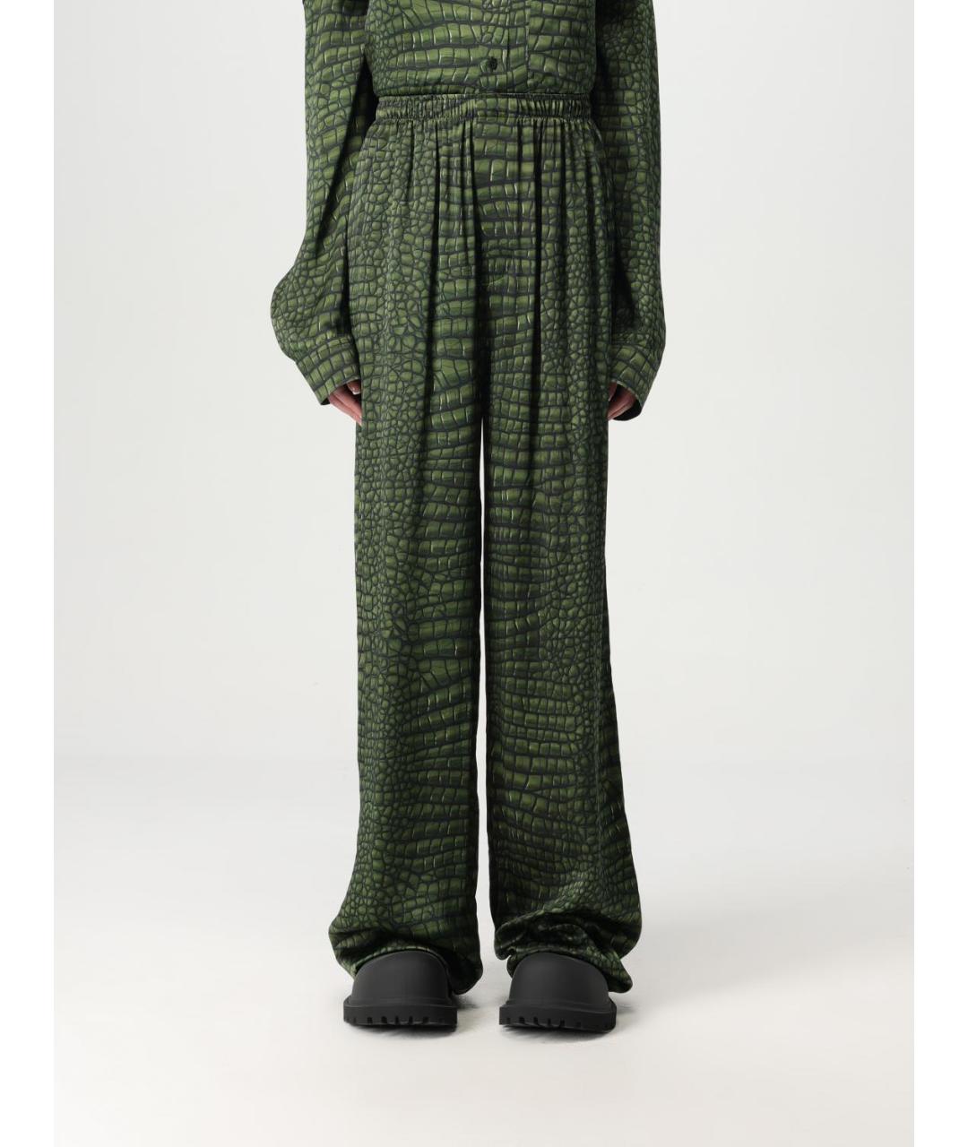BALENCIAGA Зеленые шелковые брюки широкие, фото 6