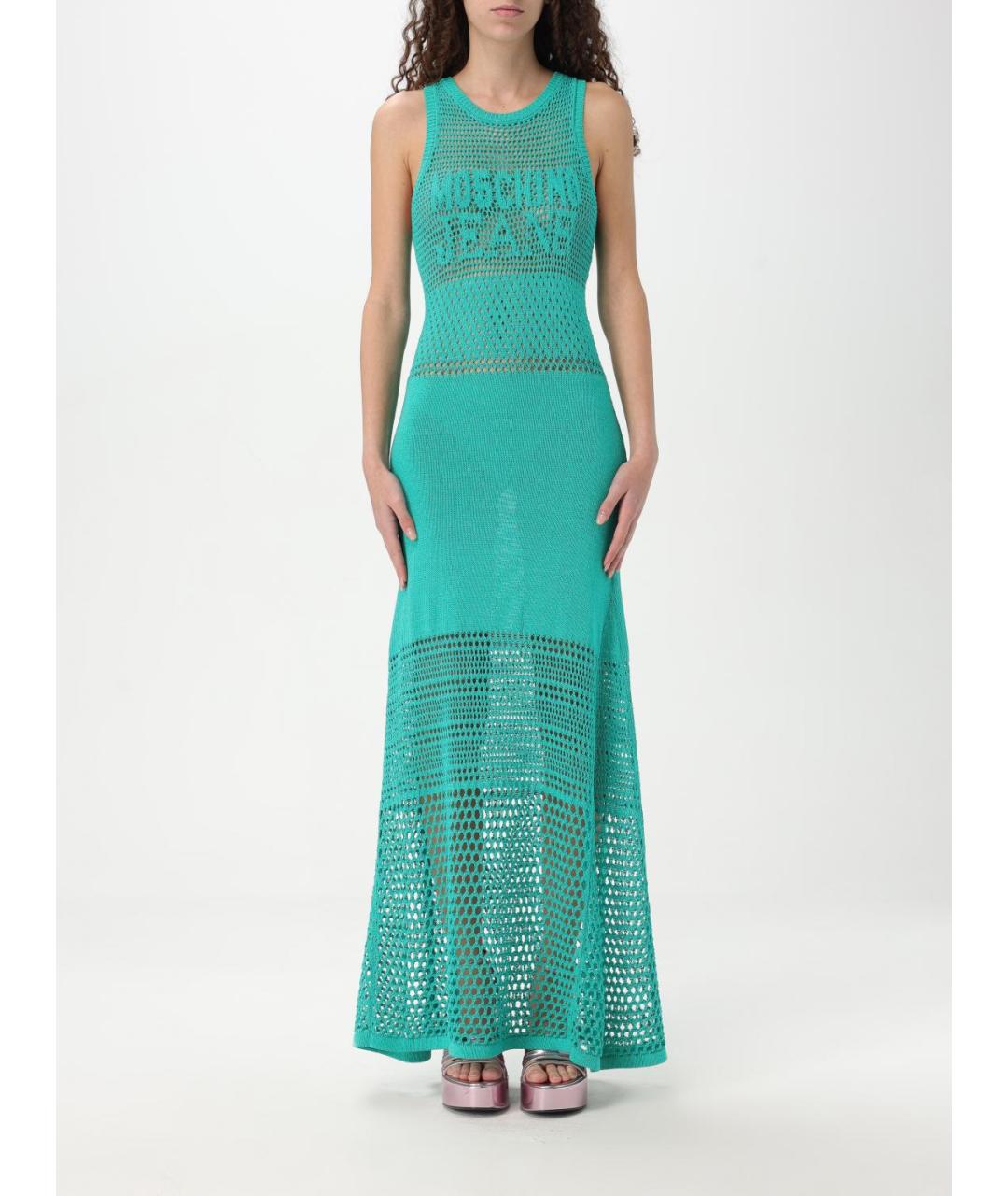 MOSCHINO JEANS Бирюзовое хлопковое платье, фото 4