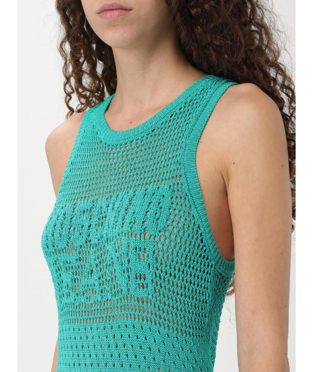 MOSCHINO JEANS Бирюзовое хлопковое платье, фото 3