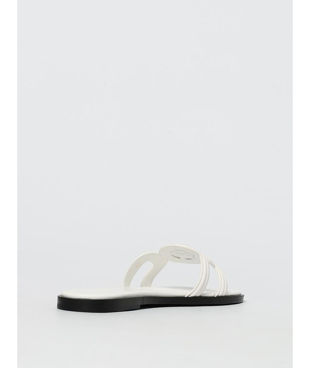 VERSACE Белые кожаные шлепанцы, фото 3