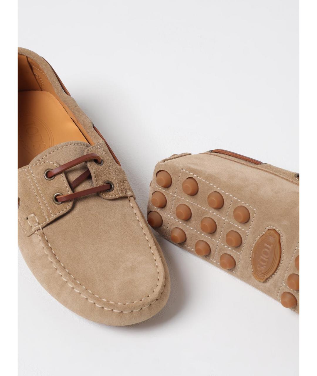 TOD'S Бежевые кожаные лоферы, фото 4