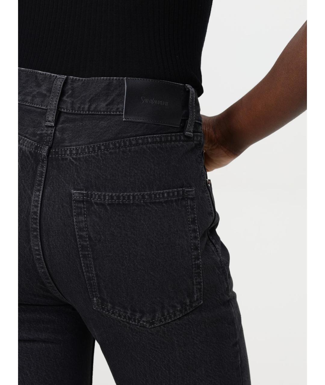 SAINT LAURENT Черные хлопковые прямые джинсы, фото 6