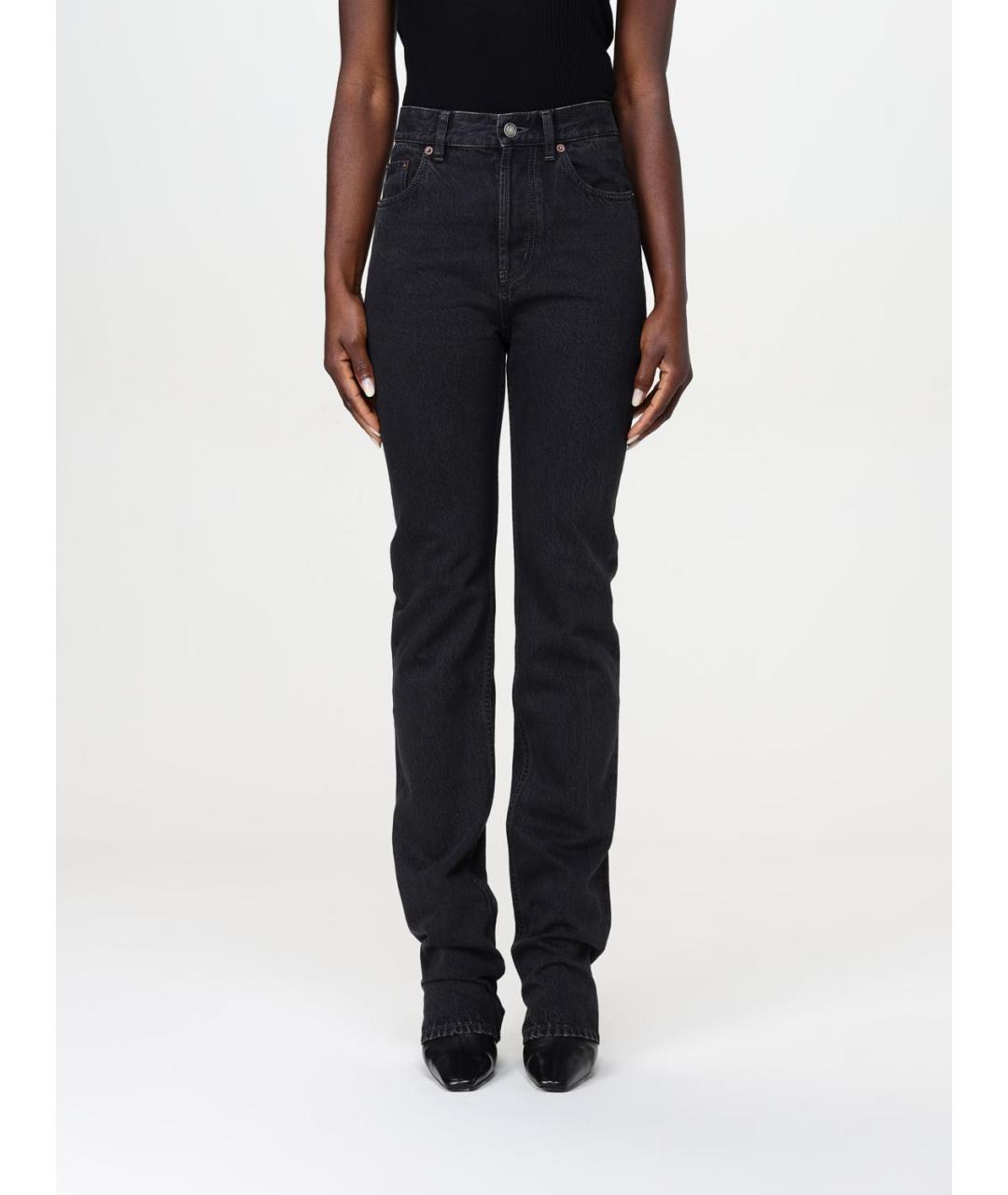 SAINT LAURENT Черные хлопковые прямые джинсы, фото 2
