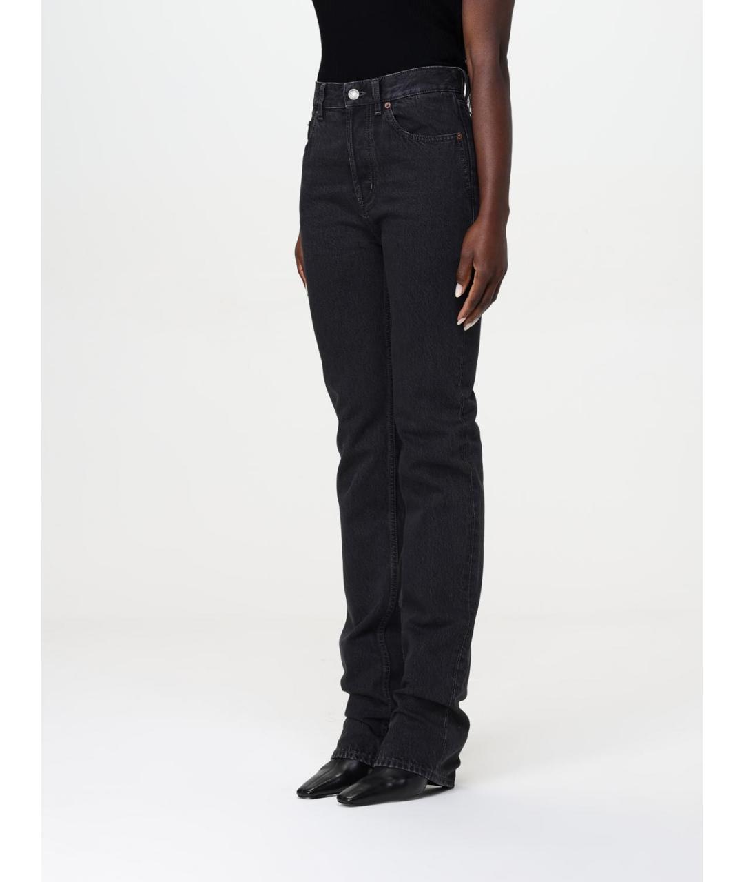 SAINT LAURENT Черные хлопковые прямые джинсы, фото 5