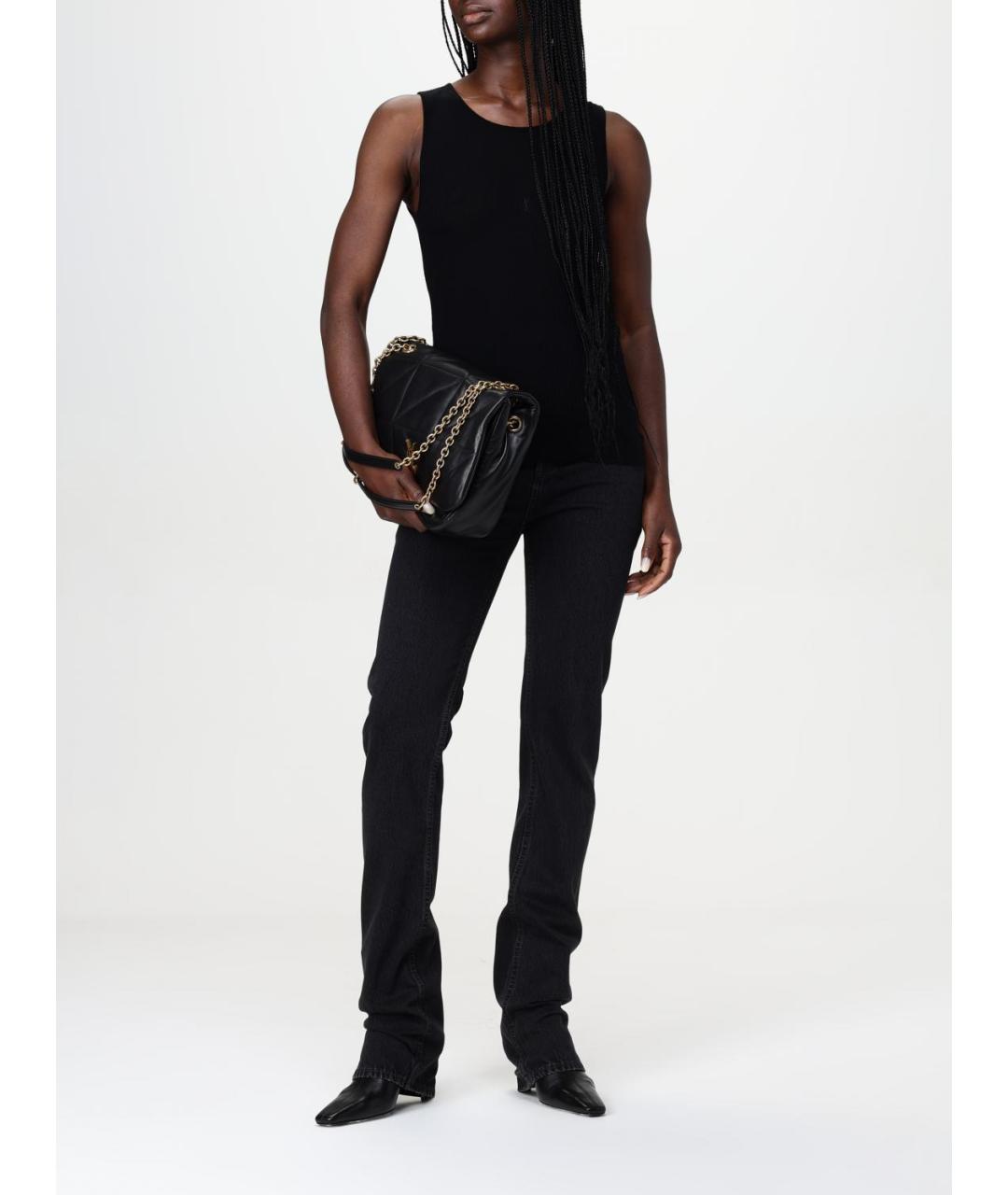 SAINT LAURENT Черные хлопковые прямые джинсы, фото 3