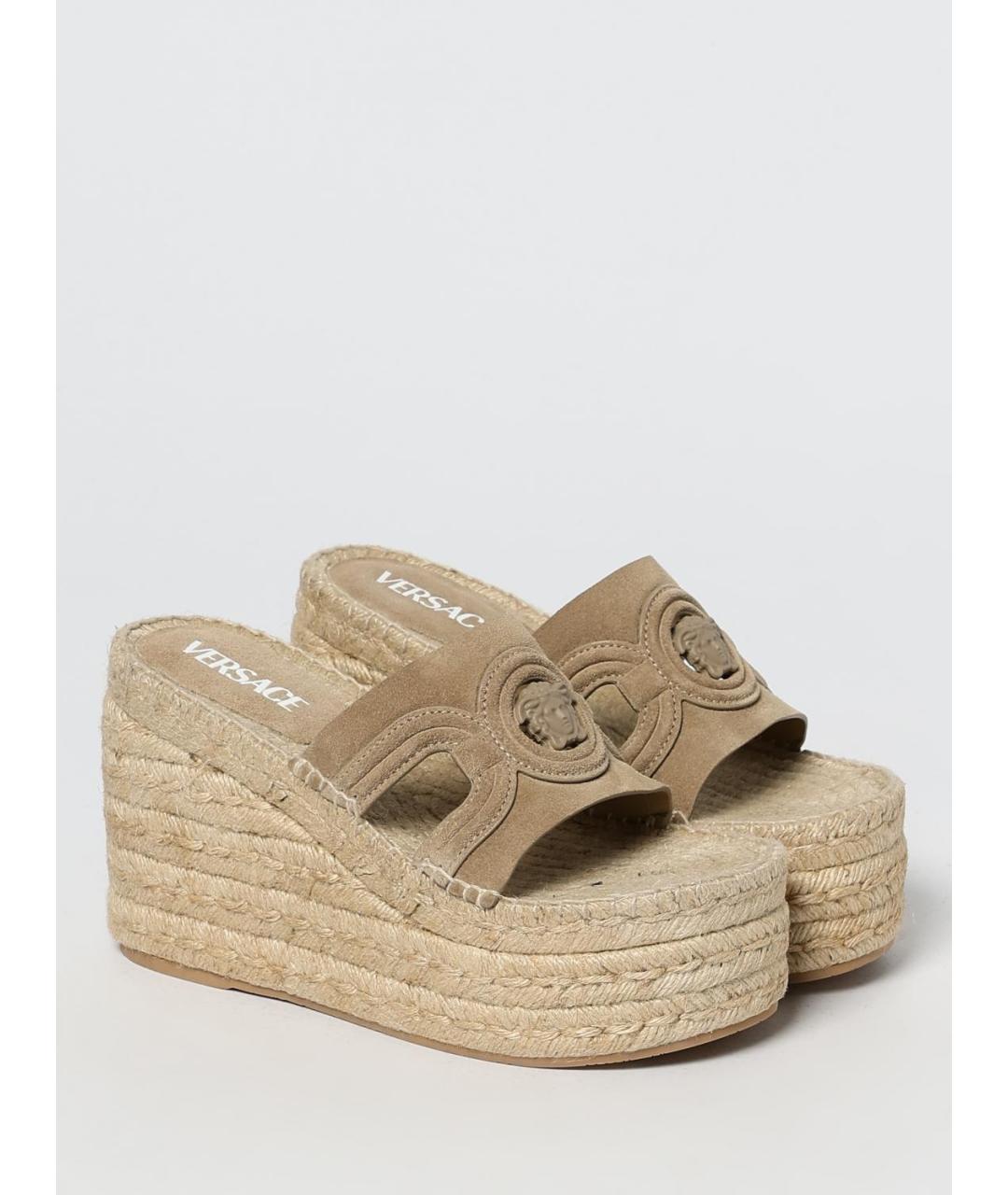 VERSACE Бежевые замшевые эспадрильи, фото 2