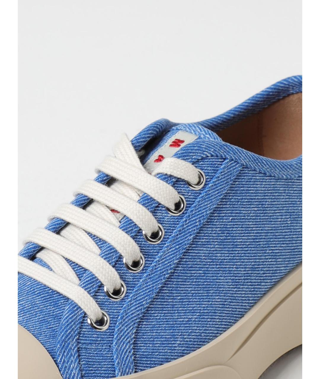MARNI Голубые текстильные кеды, фото 4