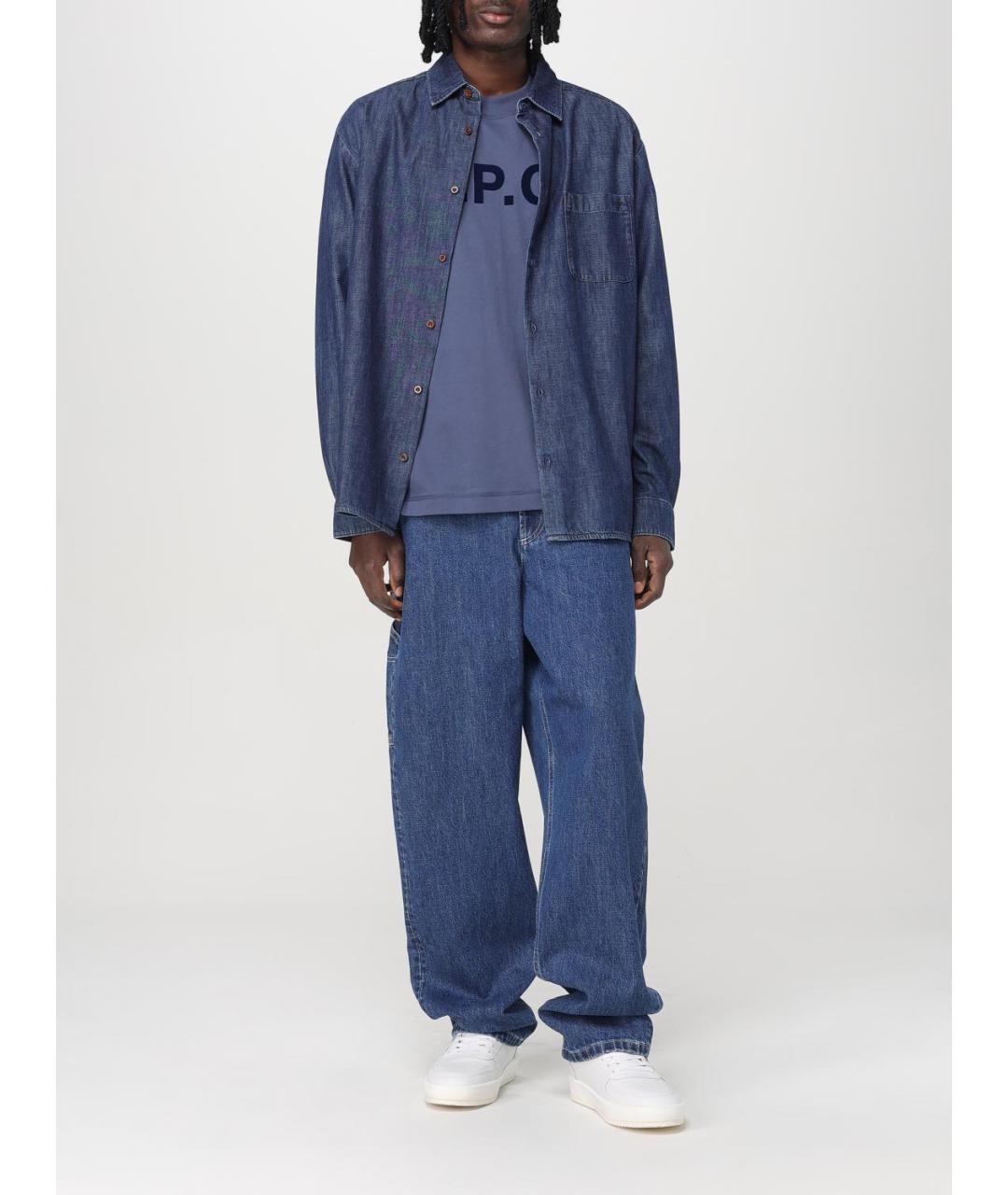 A.P.C. Синие хлопковые прямые джинсы, фото 2