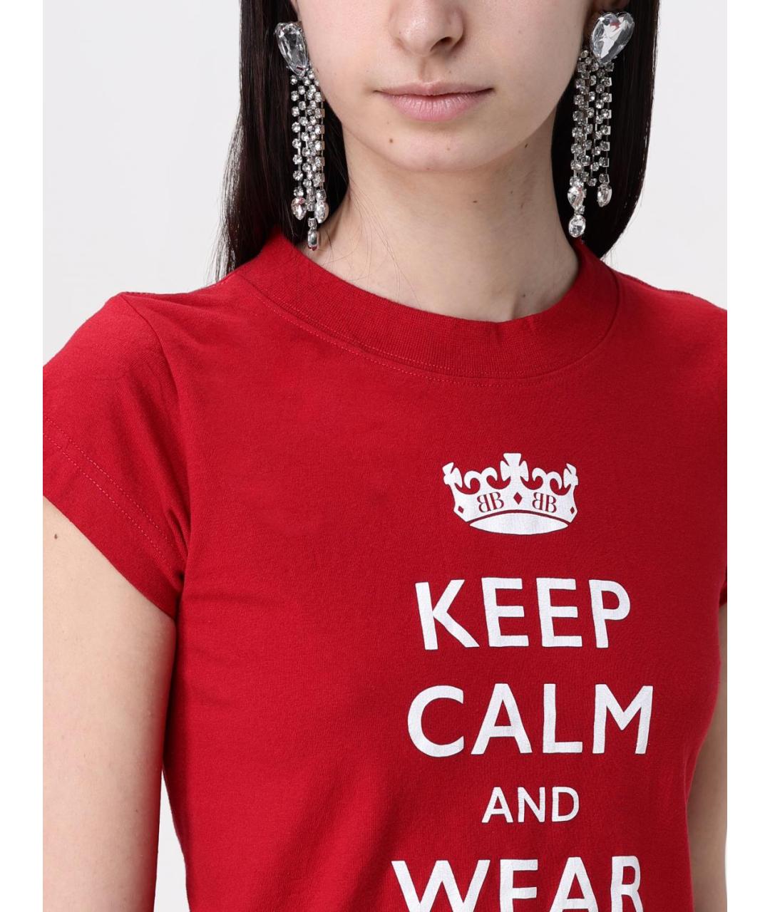 BALENCIAGA Красная хлопковая футболка, фото 6