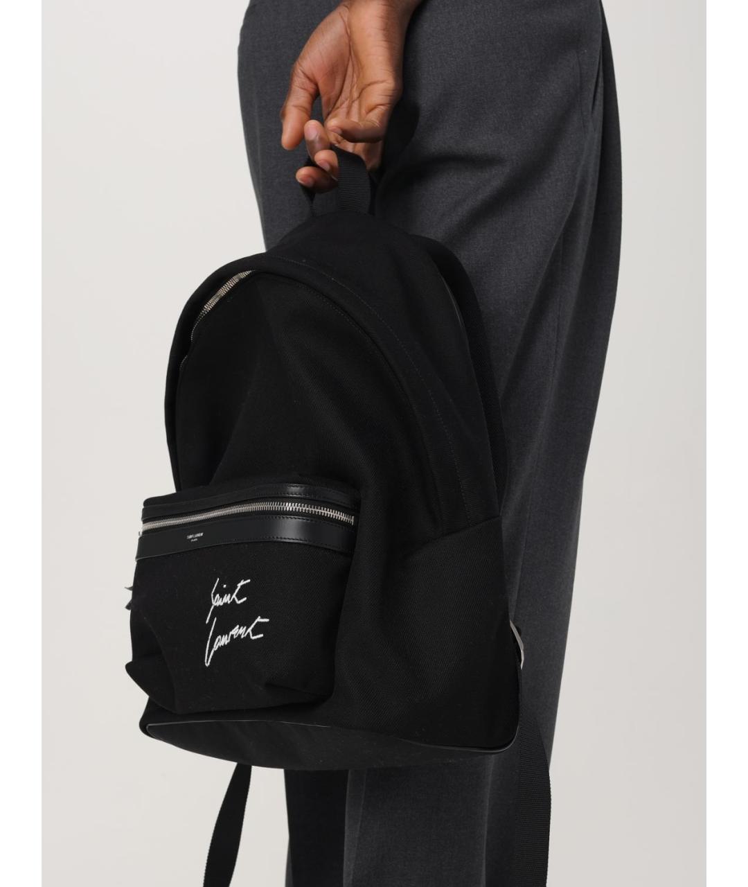 SAINT LAURENT Черный хлопковый рюкзак, фото 2