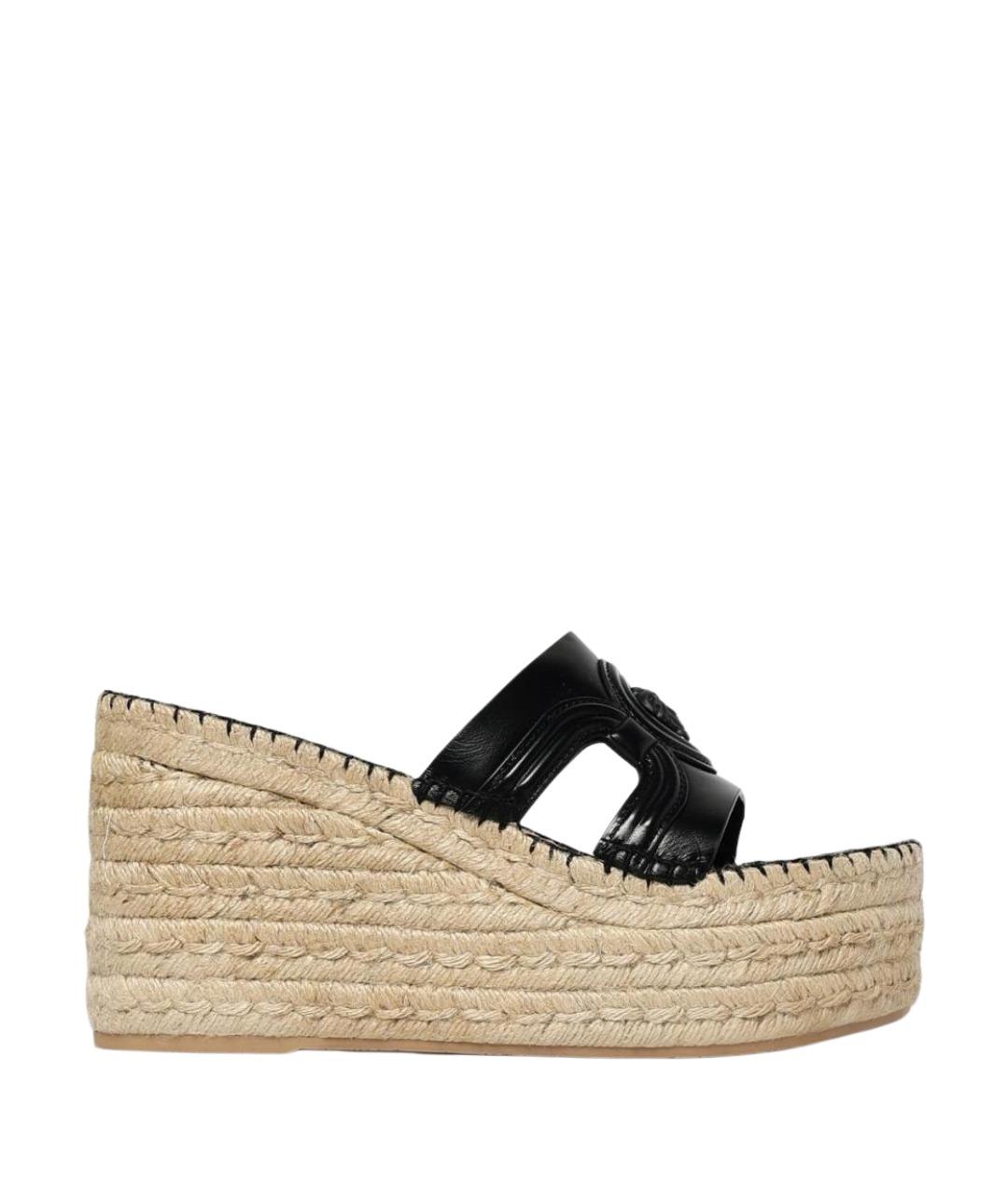 VERSACE Черные кожаные эспадрильи, фото 1