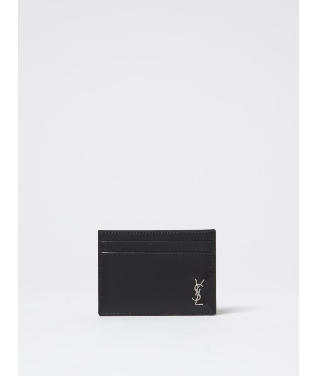 SAINT LAURENT Черный кожаный кардхолдер, фото 3