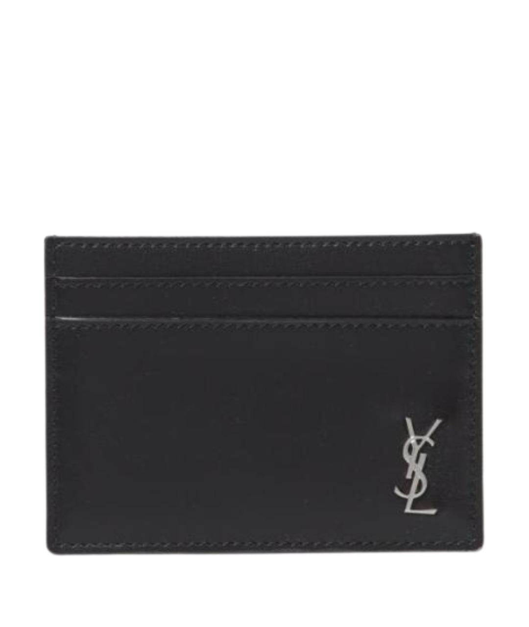 SAINT LAURENT Черный кожаный кардхолдер, фото 1