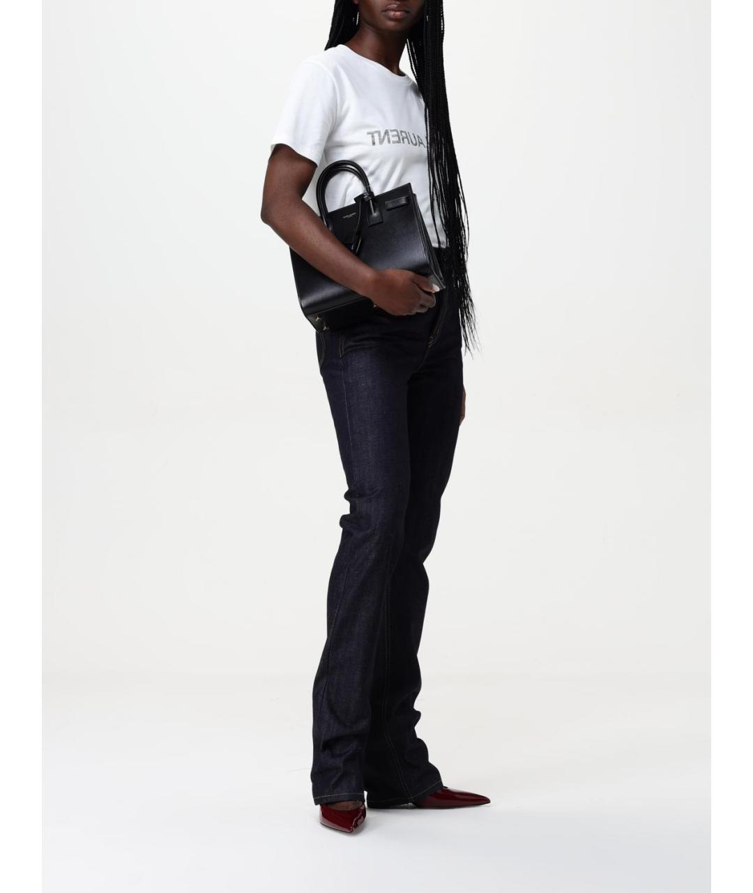 SAINT LAURENT Синие хлопковые прямые джинсы, фото 3