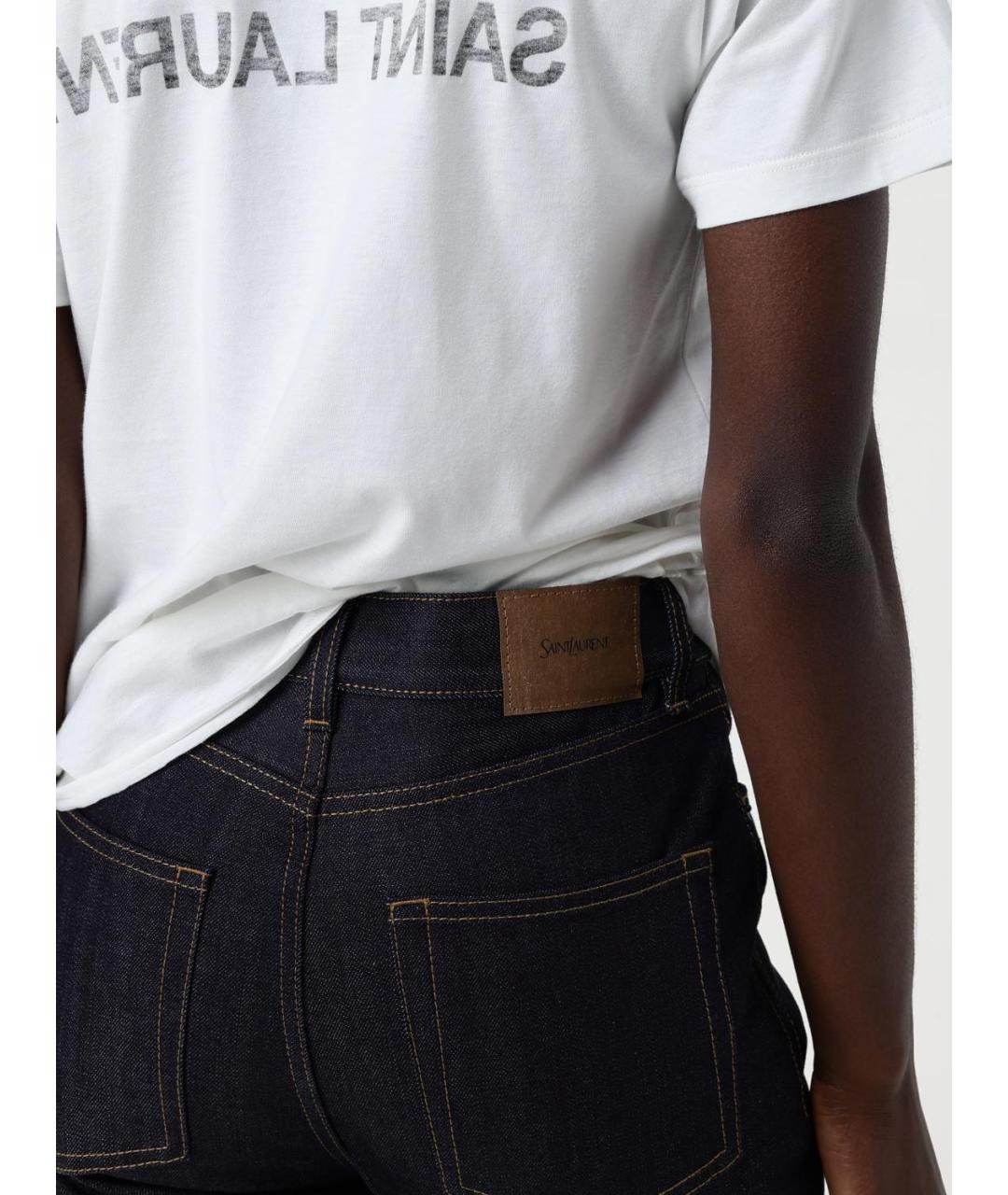 SAINT LAURENT Синие хлопковые прямые джинсы, фото 6