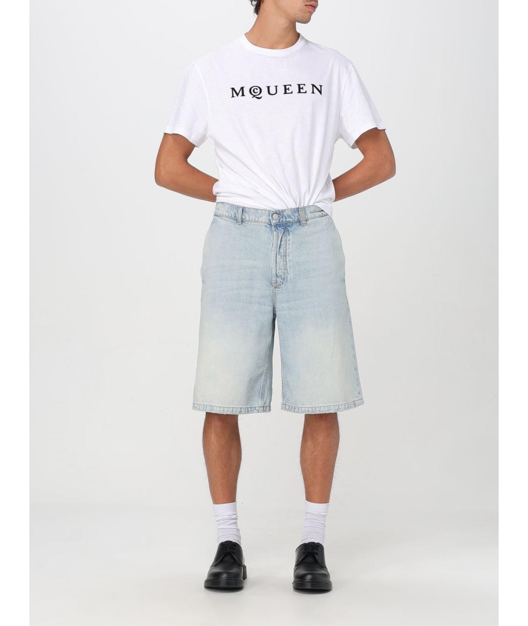 ALEXANDER MCQUEEN Голубые хлопковые шорты, фото 2