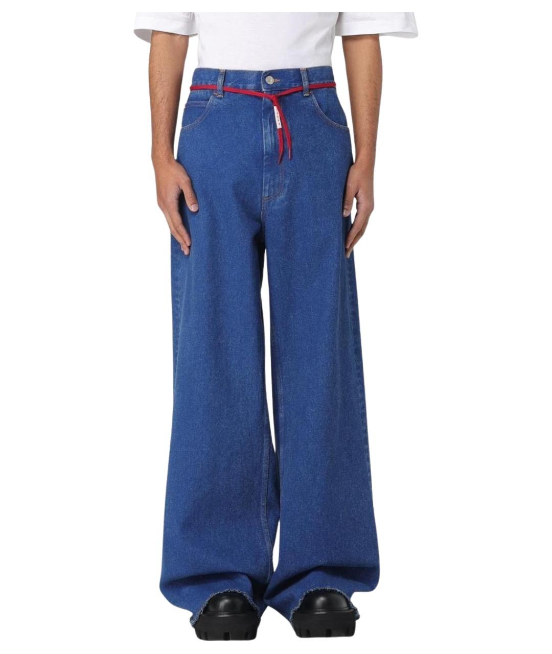 MARNI Синие хлопковые прямые джинсы, фото 1