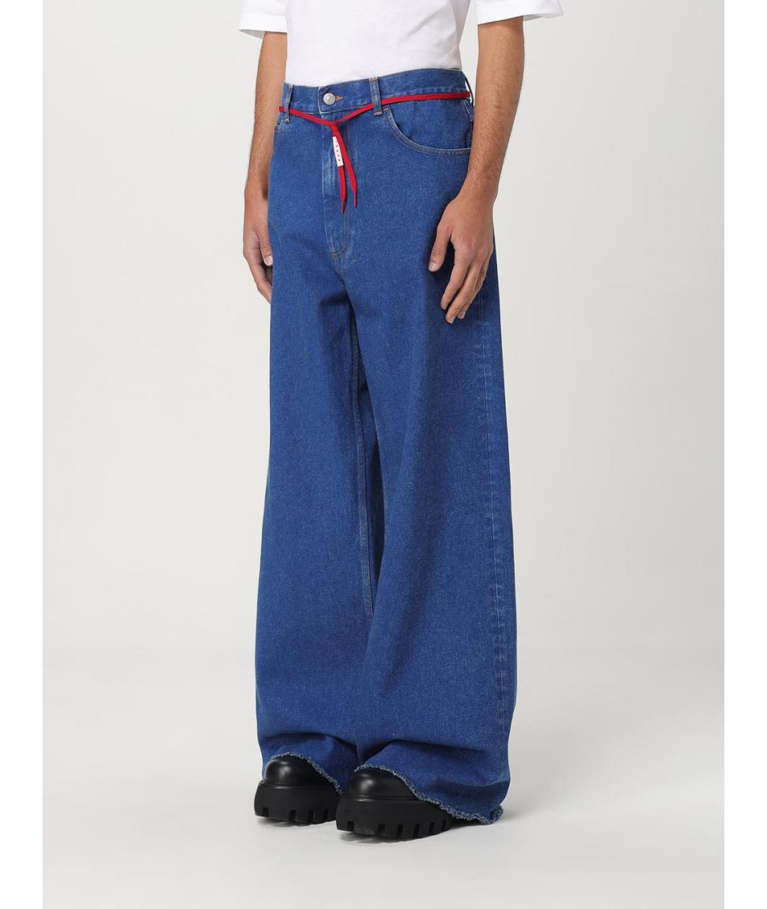 MARNI Синие хлопковые прямые джинсы, фото 4