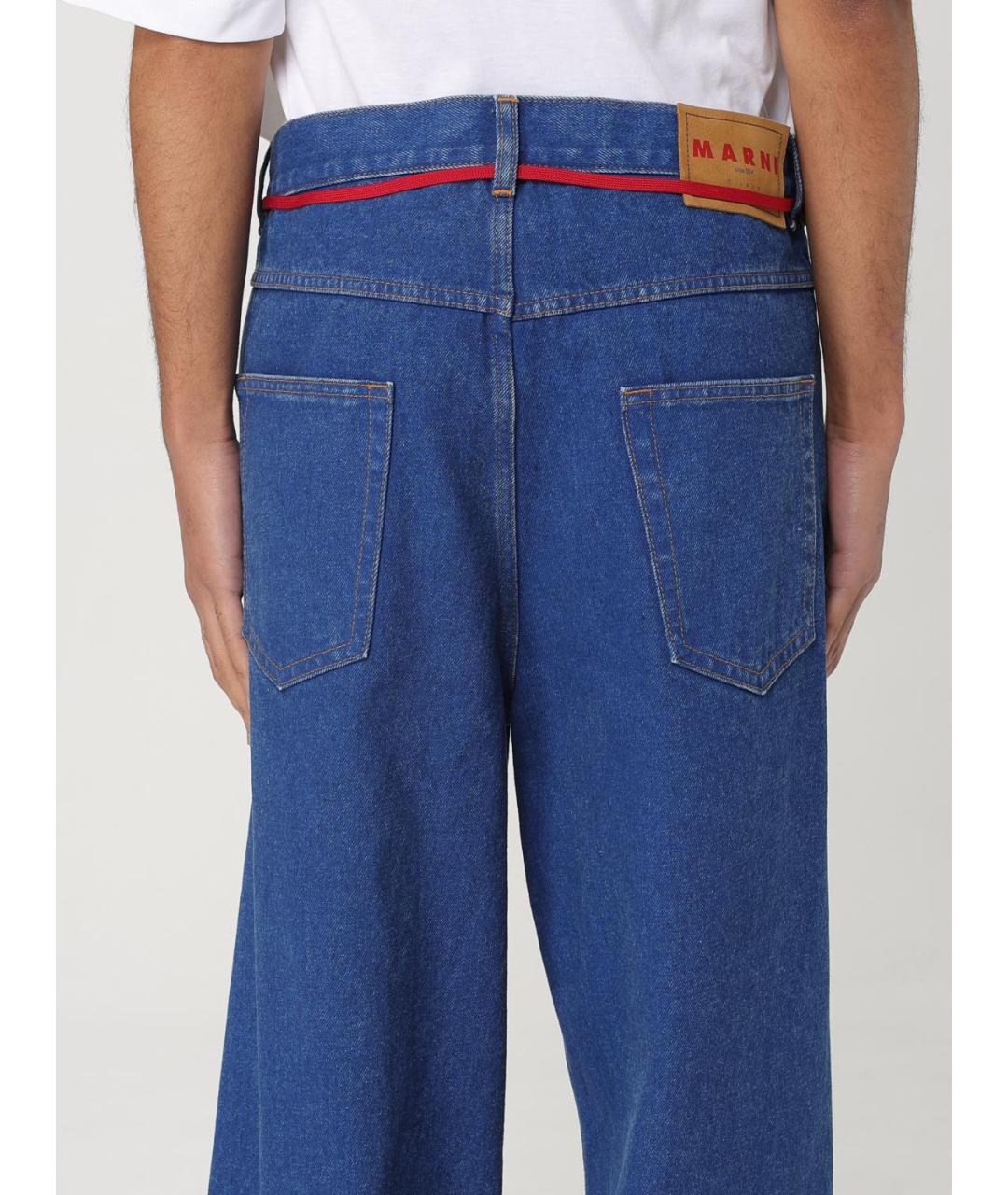 MARNI Синие хлопковые прямые джинсы, фото 5