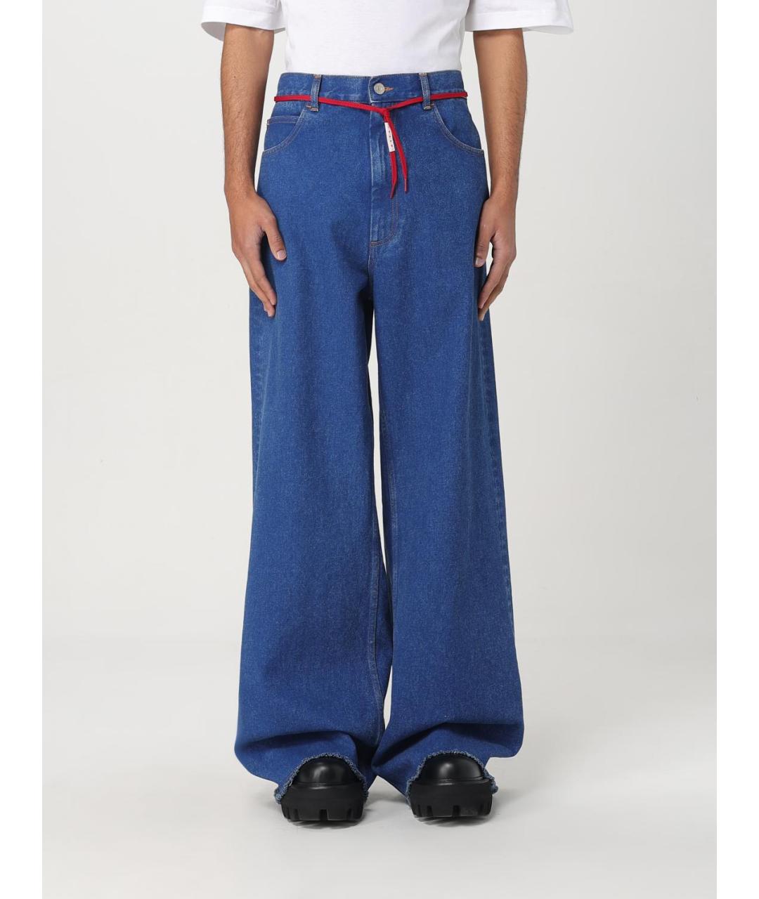 MARNI Синие хлопковые прямые джинсы, фото 6